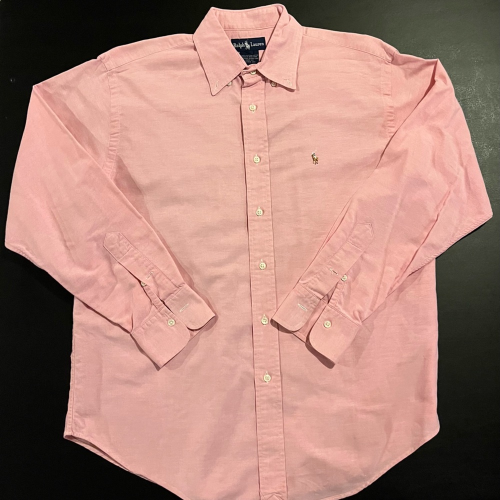 Ralph Lauren Shirt Womens 12 Pink Oxford Long Sleeve Button
